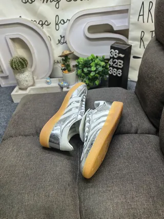 Adidas Samba OG Metallic Silver White Lifestyle Sneakers 6