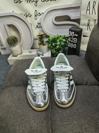 Adidas Samba OG Metallic Silver White Lifestyle Sneakers 10