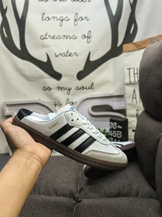 Adidas Samba Open-Back Slip-On White Black Brown Casual Shoes 5