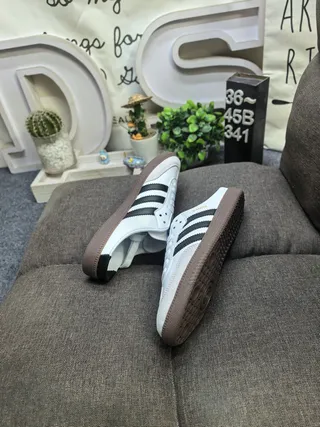 Adidas Samba Open-Back Slip-On White Black Brown Casual Shoes 6