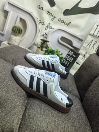 Adidas Samba Open-Back Slip-On White Black Brown Casual Shoes 7