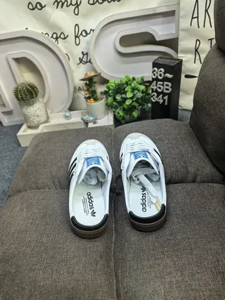 Adidas Samba Open-Back Slip-On White Black Brown Casual Shoes 8
