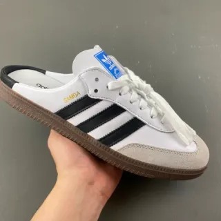 Adidas Samba 套脚 白黑胶 乐福鞋