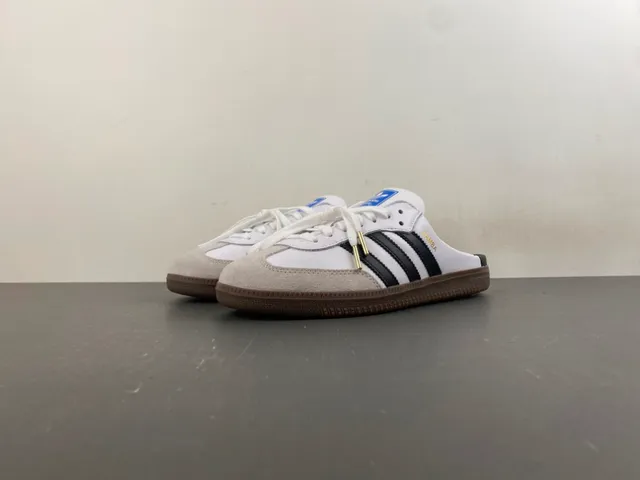 Adidas Samba Slip-On White Black Gum Loafers 10