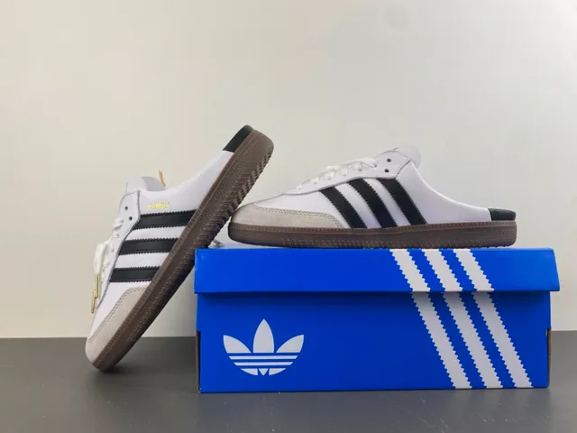Adidas Samba Slip-On White Black Gum Loafers 14