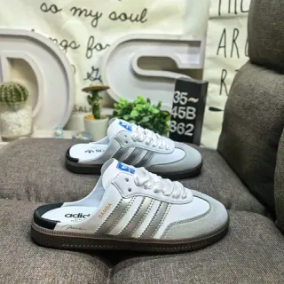 Adidas Samba Slip-On White Gray Metallic Stripes Lifestyle Sneakers