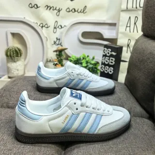 Adidas Samba White and Light Blue Lifestyle Sneakers