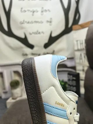 Adidas Samba White and Light Blue Lifestyle Sneakers 3