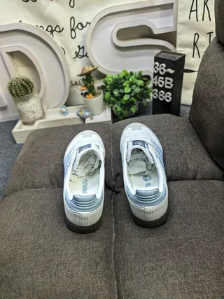 Adidas Samba White and Light Blue Lifestyle Sneakers 8