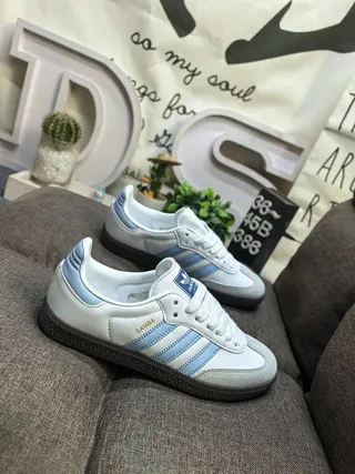 Adidas Samba White and Light Blue Lifestyle Sneakers 9