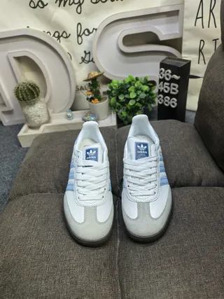 Adidas Samba White and Light Blue Lifestyle Sneakers 10
