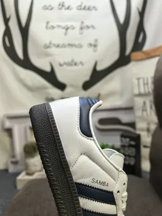 Adidas Samba White and Navy Sneakers Lifestyle 3