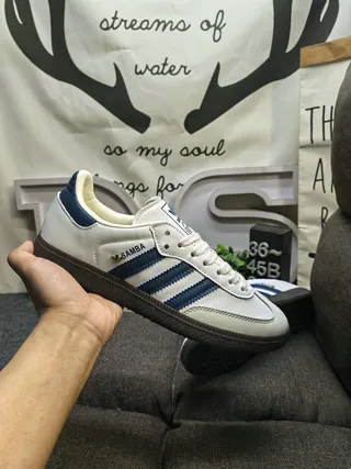 Adidas Samba White and Navy Lifestyle Sneakers 5
