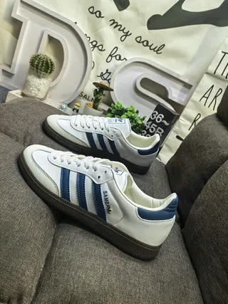 Adidas Samba White and Navy Lifestyle Sneakers 7
