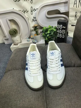 Adidas Samba White and Navy Lifestyle Sneakers 10