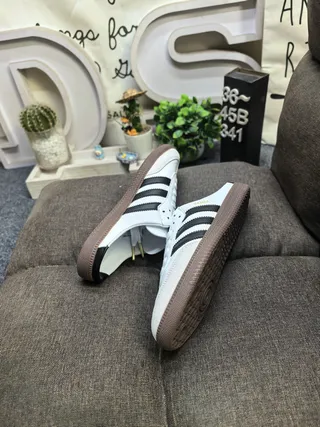 Adidas Samba White Black Gum Loafers 6