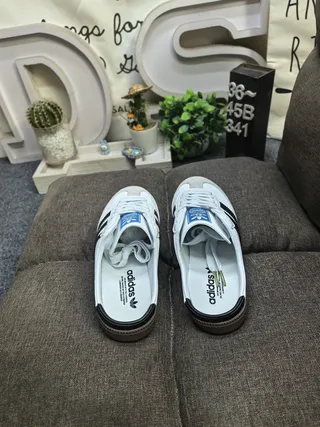 Adidas Samba White Black Gum Loafers 8