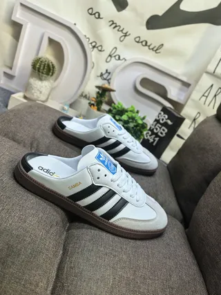 Adidas Samba White Black Gum Loafers 9