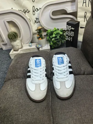 Adidas Samba White Black Gum Loafers 10