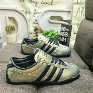 Adidas Silver Black Metallic Upper Three Stripes Lifestyle Sneakers