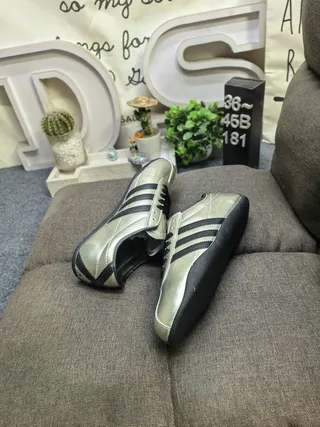 Adidas Silver Black Metallic Upper Three Stripes Lifestyle Sneakers 6