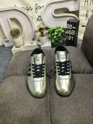 Adidas Silver Black Metallic Upper Three Stripes Lifestyle Sneakers 10