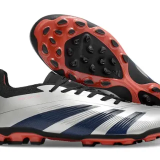 Adidas Silver Navy Metallic Synthetic Upper Stripe Detailing Firm-Ground Soccer Shoes