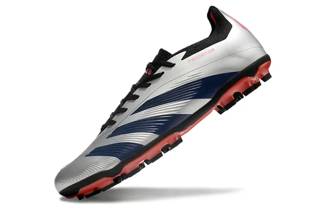Adidas Silver Navy Metallic Synthetic Upper Stripe Detailing Firm-Ground Soccer Shoes 3
