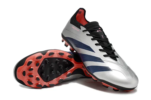 Adidas Silver Navy Metallic Synthetic Upper Stripe Detailing Firm-Ground Soccer Shoes 4