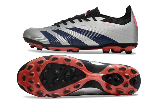 Adidas Silver Navy Metallic Synthetic Upper Stripe Detailing Firm-Ground Soccer Shoes 6