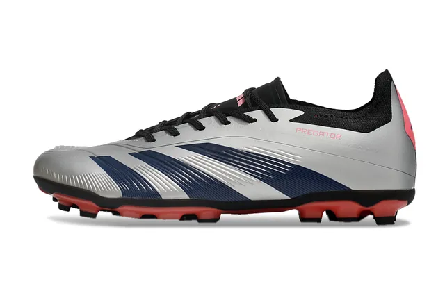 Adidas Silver Navy Metallic Synthetic Upper Stripe Detailing Firm-Ground Soccer Shoes 7