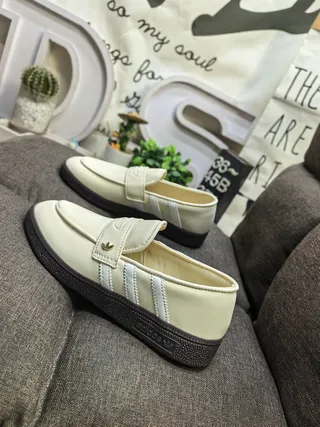 Adidas Spezial Beige Black Slip-On Padded Strap Loafer 7