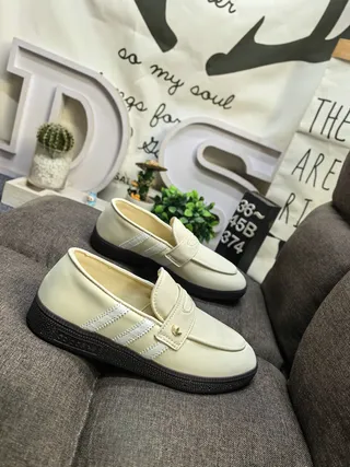 Adidas Spezial Beige Black Slip-On Padded Strap Loafer 9