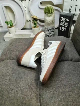 Adidas Spezial Beige Suede White Stripe Lifestyle Sneakers 6