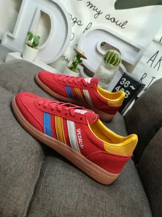 Adidas Spezial Red Yellow Suede Lifestyle Sneakers 7