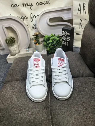 Adidas Stan Smith White and Gold Lifestyle Sneakers 20