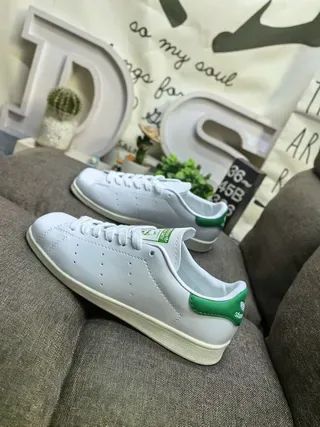 Adidas Stan Smith White and Green Lifestyle Sneakers 7