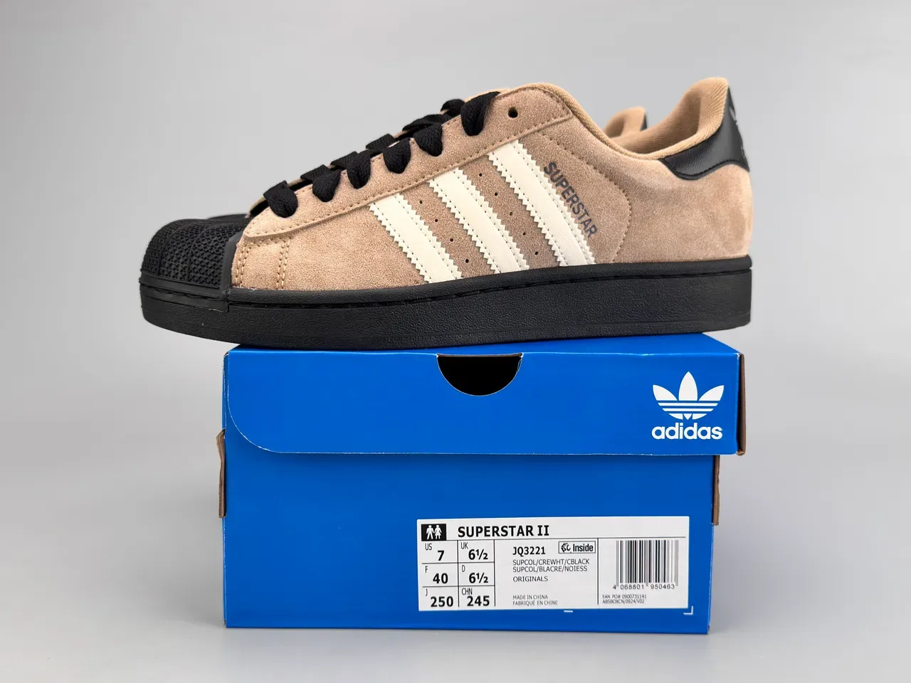 Adidas Superstar Beige and Black Suede Lifestyle Sneakers 2