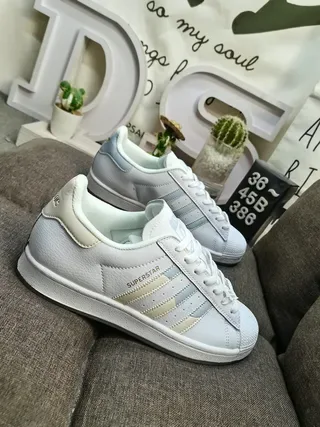 Adidas Superstar Beige Multicolor Shell-Toe Three-Stripe Side Panel Lifestyle Sneakers 9
