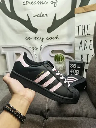 Adidas Superstar Black and Pink Lifestyle Sneakers 5
