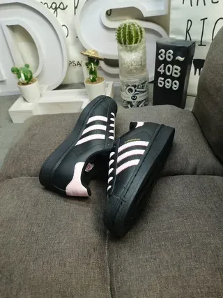 Adidas Superstar Black and Pink Lifestyle Sneakers 6