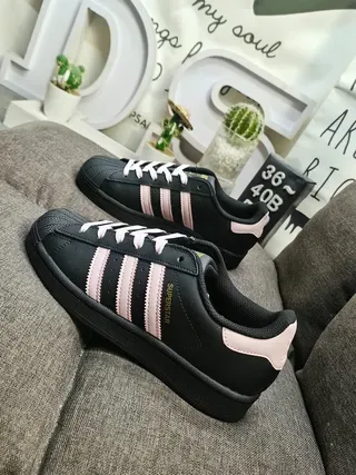 Adidas Superstar Black and Pink Lifestyle Sneakers 7