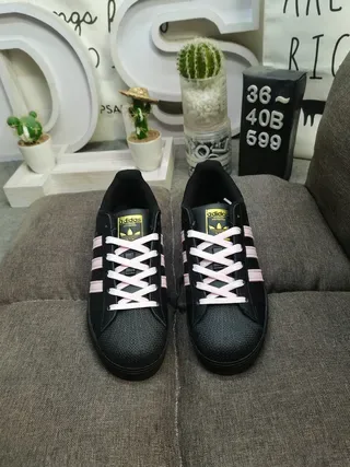 Adidas Superstar Black and Pink Lifestyle Sneakers 10