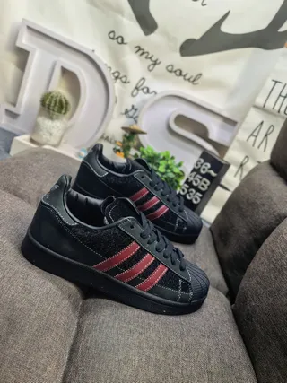 Adidas Superstar Black and Red Lifestyle Sneakers 9