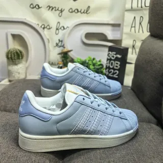 Adidas Superstar Blue White Shell-Toe Perforated Cap Lifestyle Sneakers