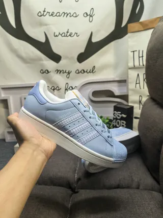 Adidas Superstar 蓝白 Shell-Toe 穿孔 生活运动鞋 5