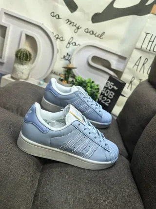 Adidas Superstar 蓝白 Shell-Toe 穿孔 生活运动鞋 9