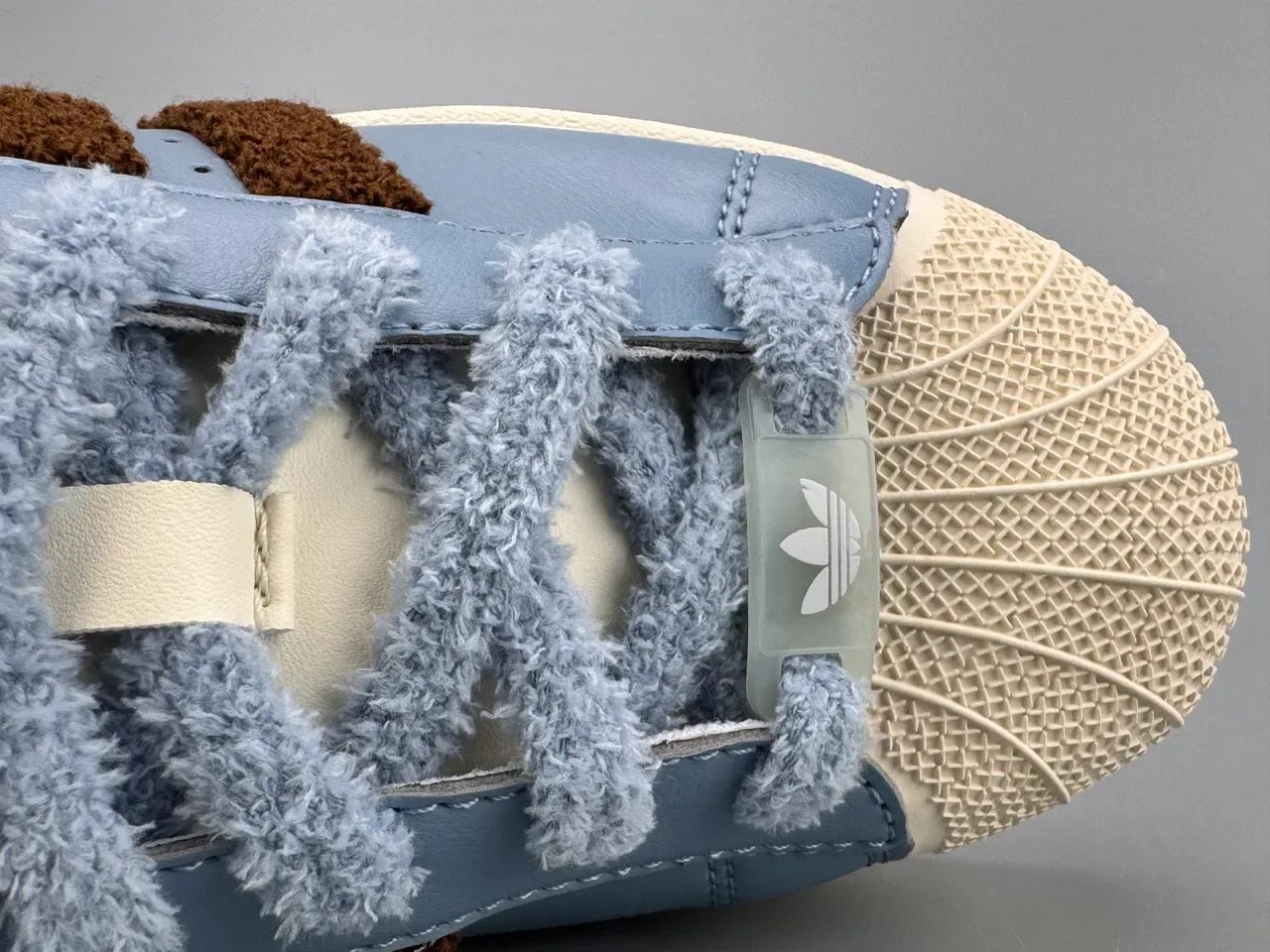 Adidas Superstar Dusty Blue Brown Shearling Stripes Lifestyle Sneakers 2