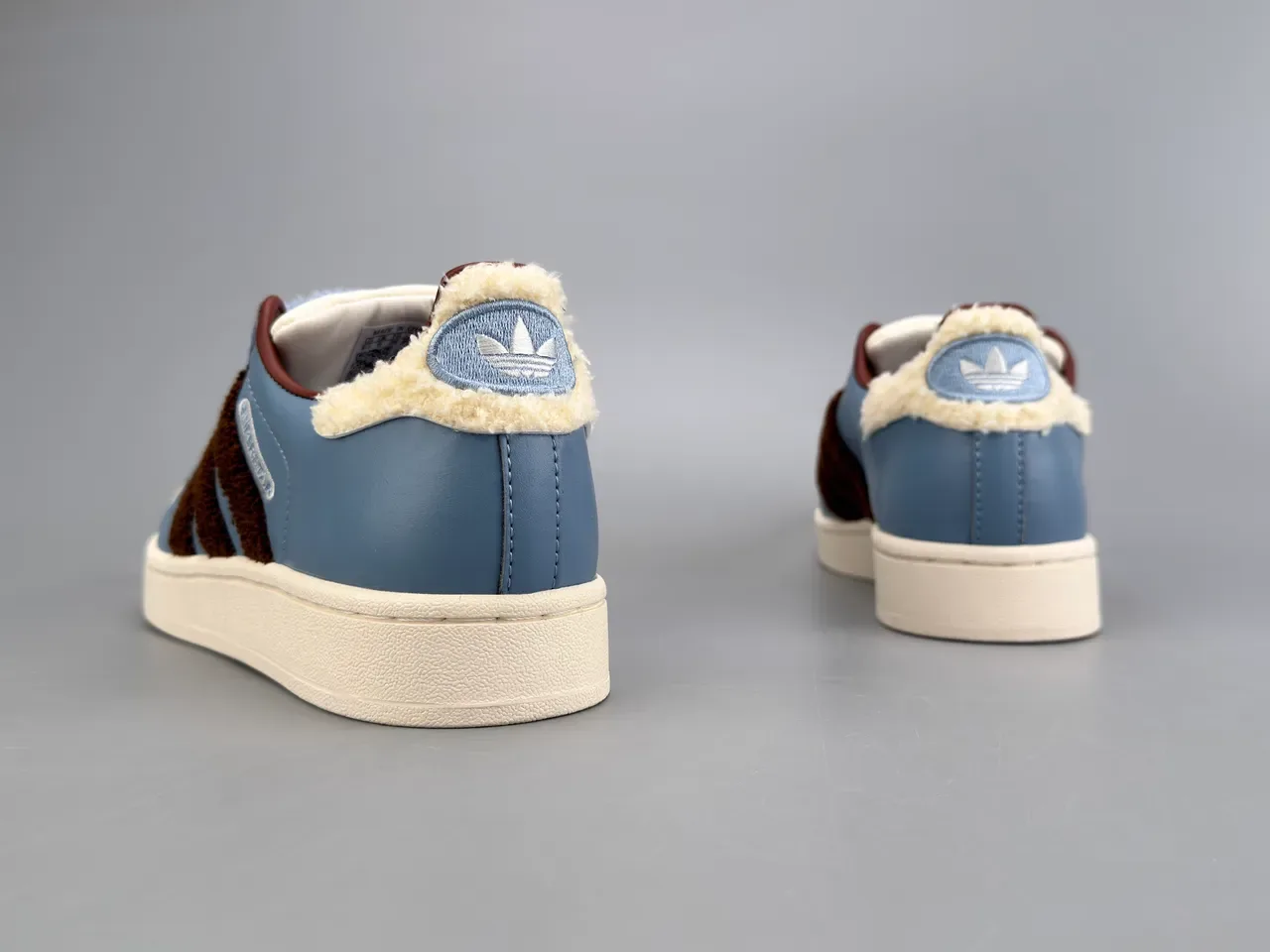 Adidas Superstar Dusty Blue Brown Shearling Stripes Lifestyle Sneakers 6