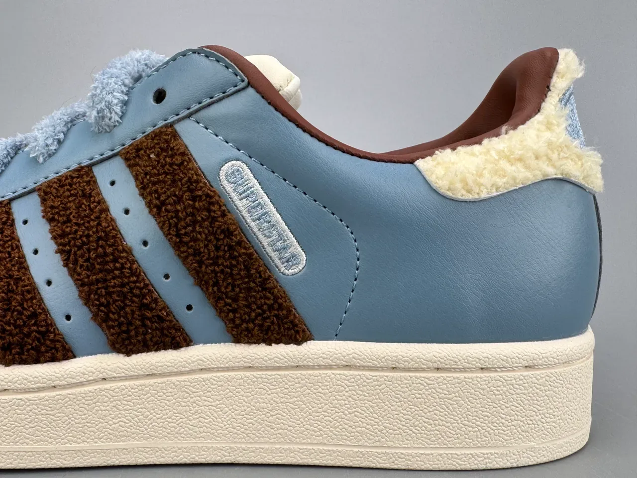 Adidas Superstar Dusty Blue Brown Shearling Stripes Lifestyle Sneakers 7